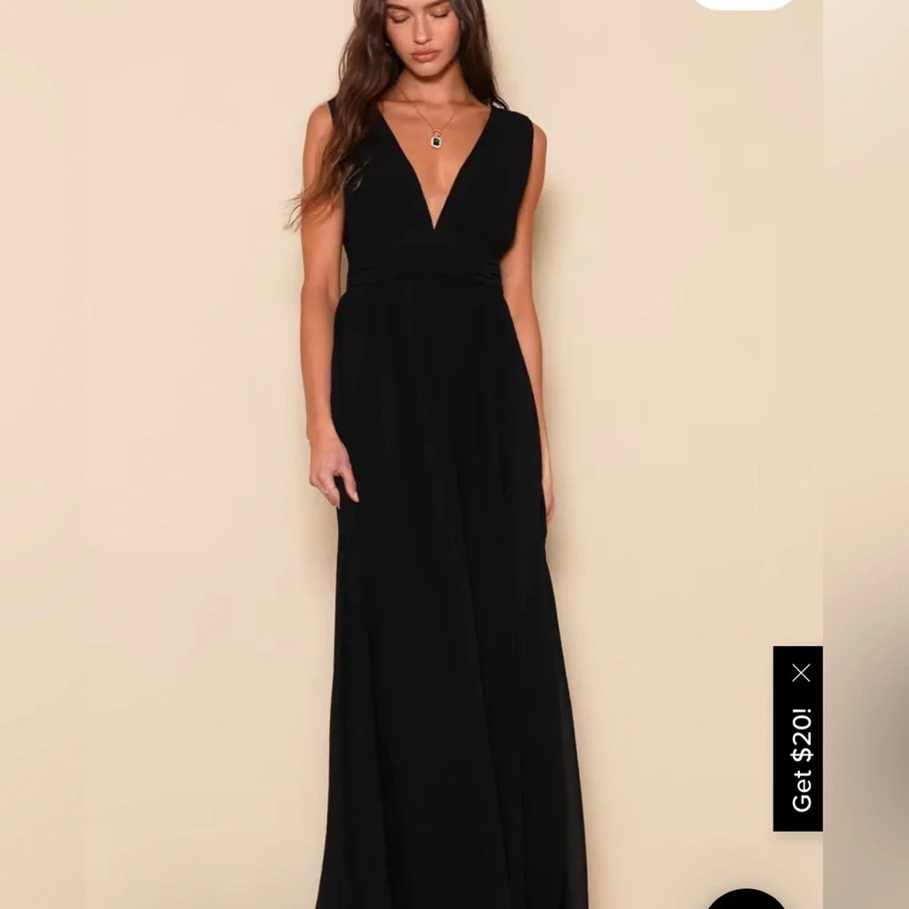 Lulu's NWT Heavenly Hues Elegant Black Backless Maxi Dress - Picture 3 of 8